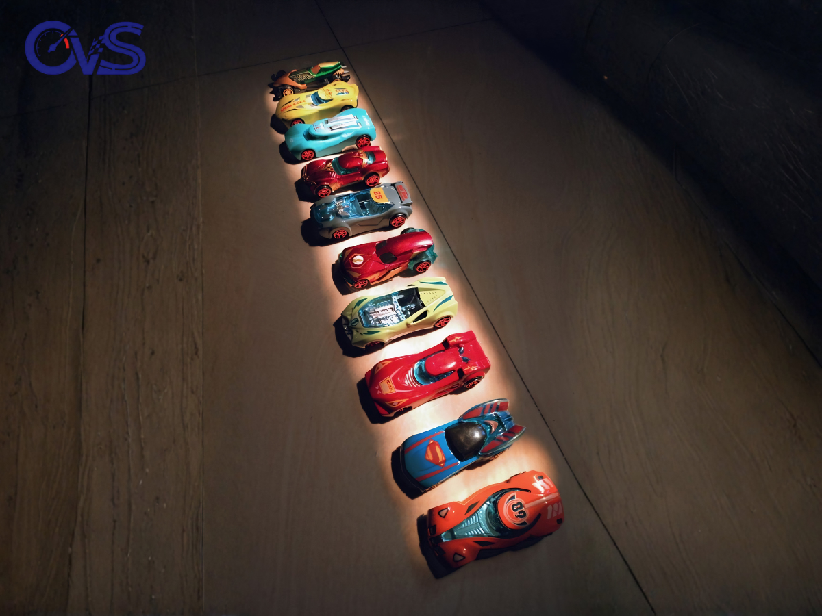ô tô đồ chơi hot wheels được chụp từ trên cao